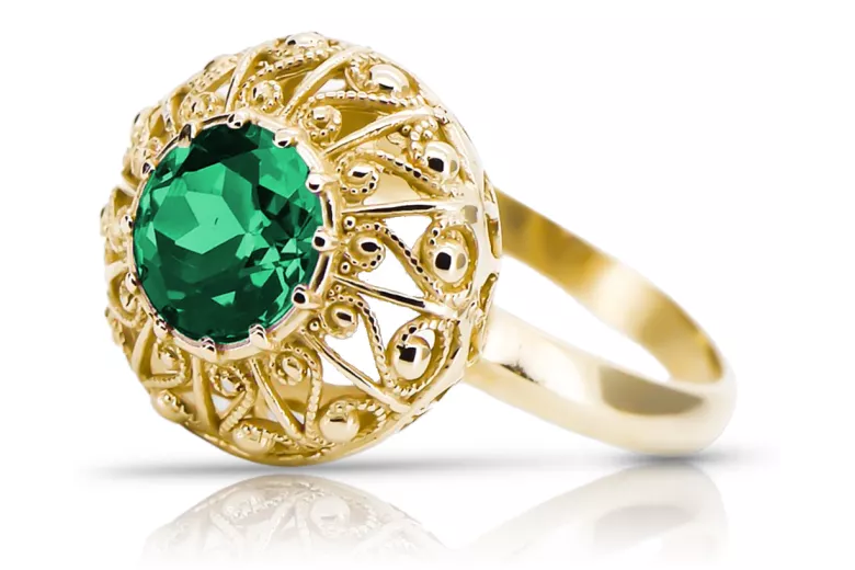 Смарагд 14K Жовте золото Каблучка Вінтаж вироби vrc059y